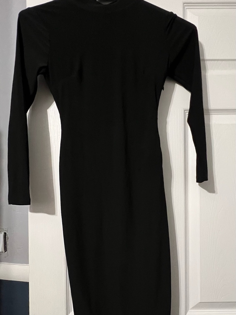 Fashion Nova Black Long-Sleeve Bodycon Midi Dress
